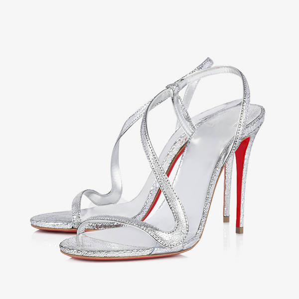 Refined Silver Leather Ankle Strap Sandal