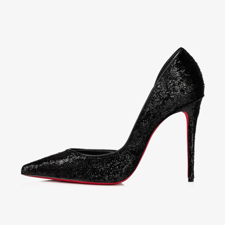 Trendy Black Laminated Velvet Pump - ARNO CONTI