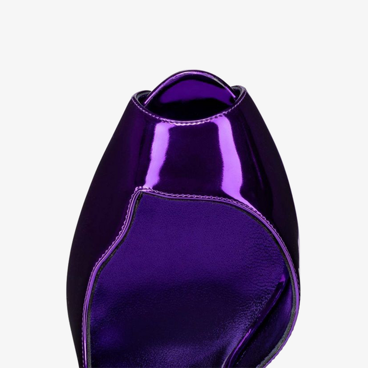 Purple Leather Pumps with Adjustable Straps - ARNO CONTI