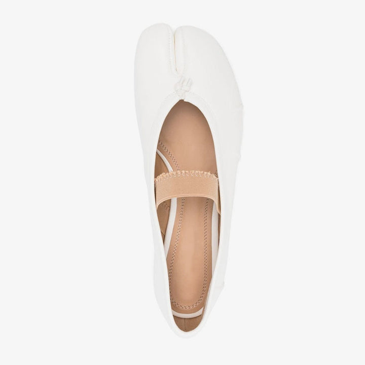 Split-toe Ballerina Shoes in Ivory White - Arno Conti Shoe