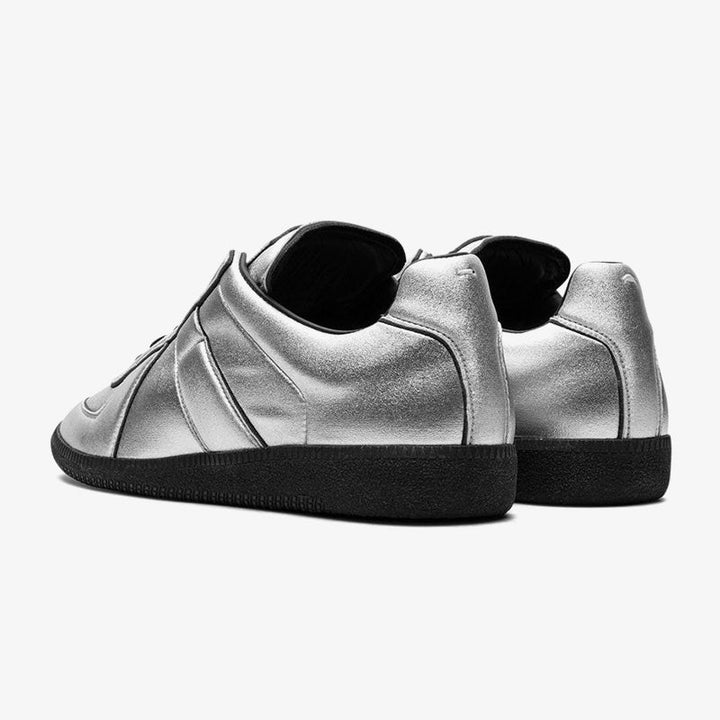 Silver-Tone Lace-Up Sneakers - Arno Conti Shoe
