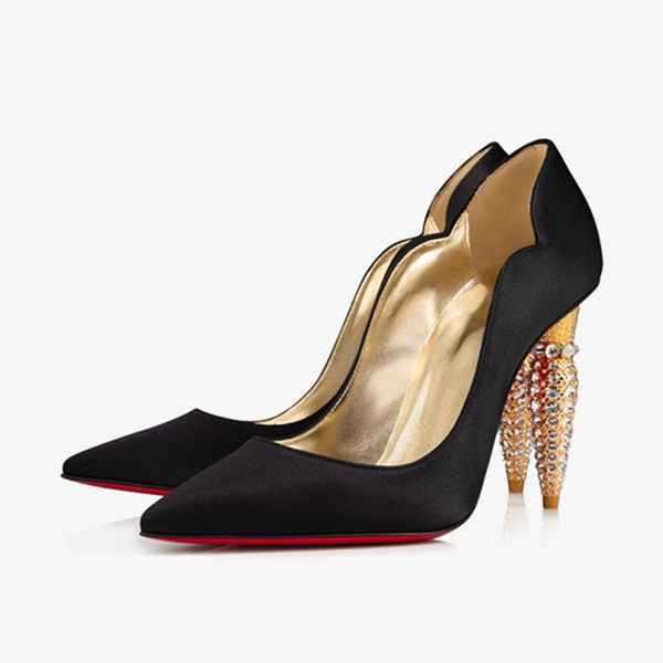 Black Crepe Satin Pump with Cut-Outs - ARNO CONTI