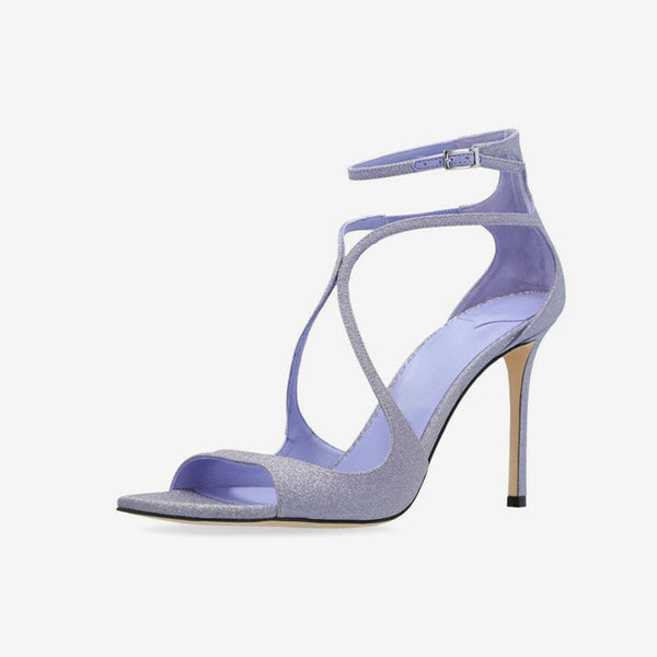 Purple Glitter Caged Sandals