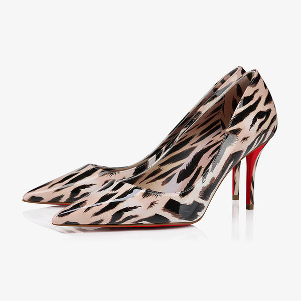 Vintage Rose Animal-Print Leather Pumps