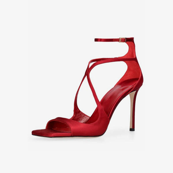 Satin Sandals with Square Toe