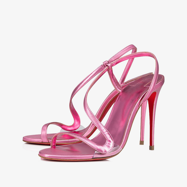 Elegant Pink Laminated Leather Sandal