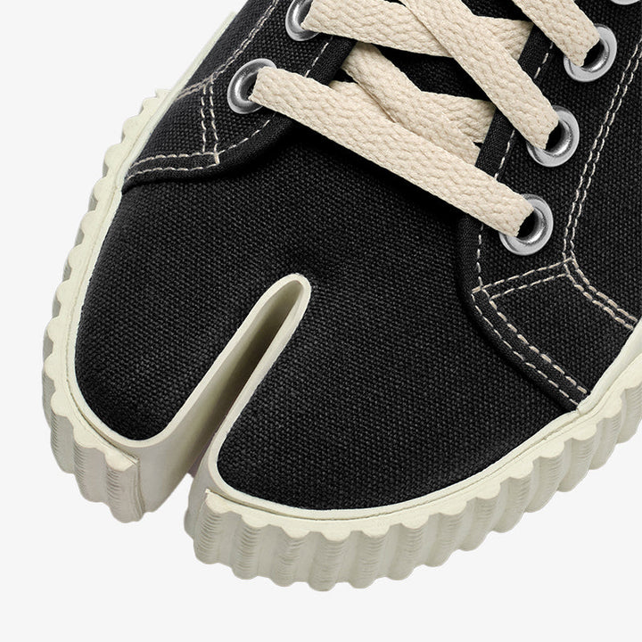 Black And White Luxury Avant-Garde Split-toe Sneakers - Arno Conti Shoe