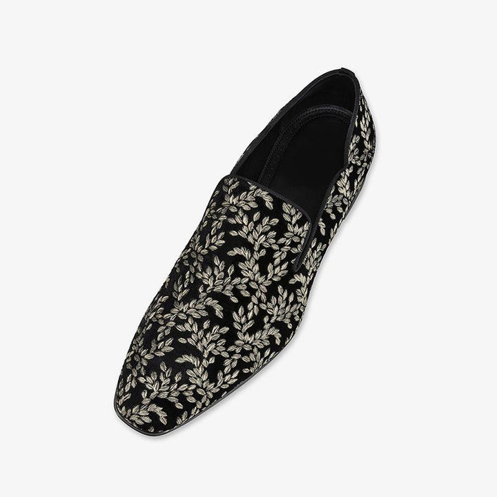 Black Loafers with Embroidered Uppers - ARNO CONTI