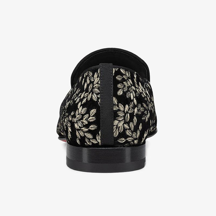 Black Loafers with Embroidered Uppers - ARNO CONTI