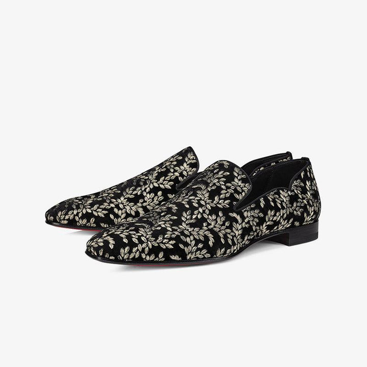 Black Loafers with Embroidered Uppers - ARNO CONTI