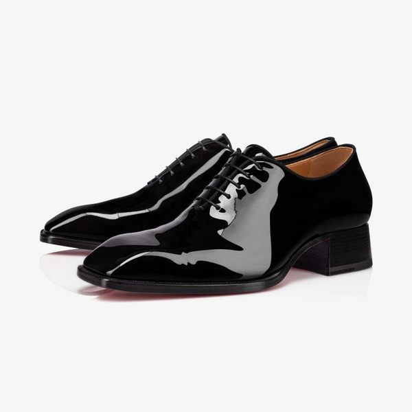 Black Patent Brogue with Grosgrain Edges