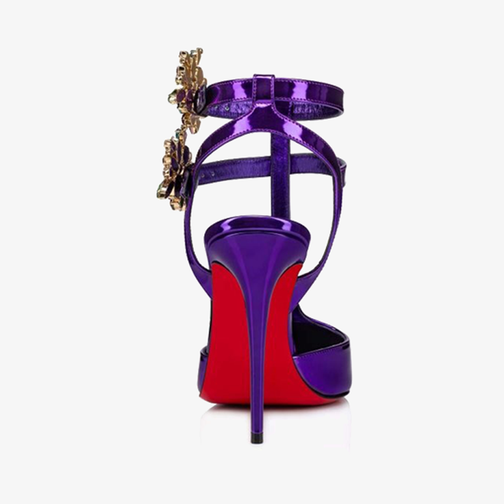 Multicolored Strass-Embellished Calfskin Leather Pumps - ARNO CONTI