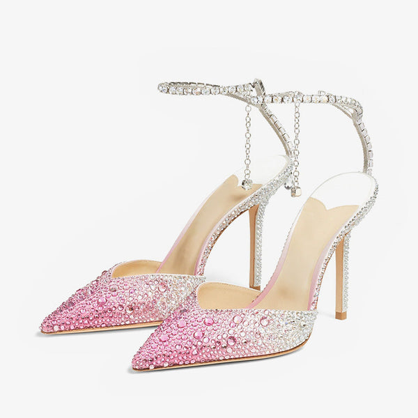 Pink-Silver Crystal Pumps