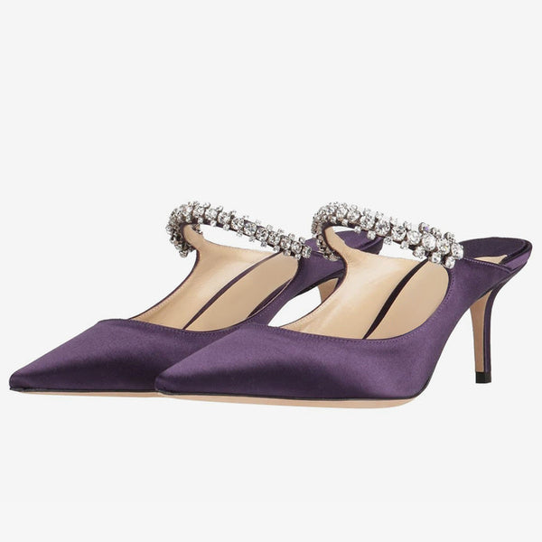Purple Satin Mules Spike