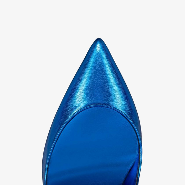 Laminated Blue Leather Pump with Pointed Toe - ARNO CONTI