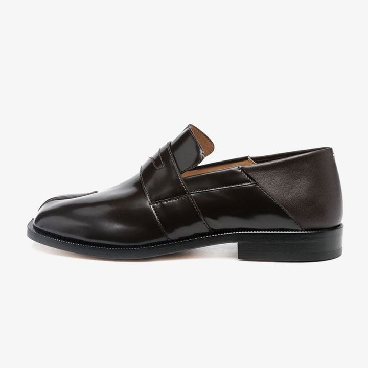 Split-toe Leather Loafers in Dark Brown - Arno Conti Shoe