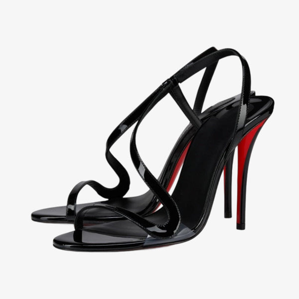 Elegant Black Patent Stiletto Sandal 100mm