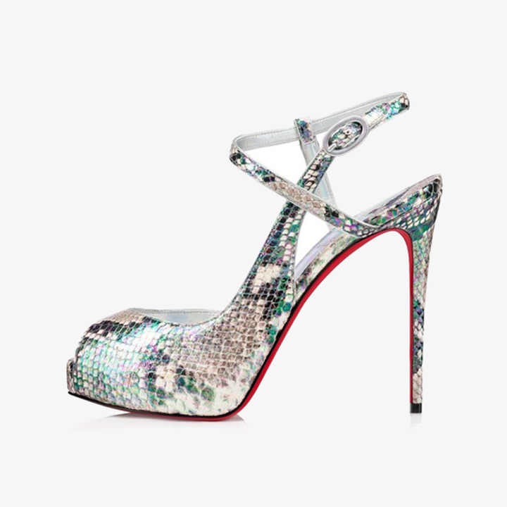 Silver Calf Leather Pumps and Crossover Strap Design - ARNO CONTI