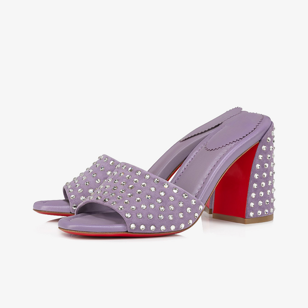 Lilac Calf Leather Sandal with Strass