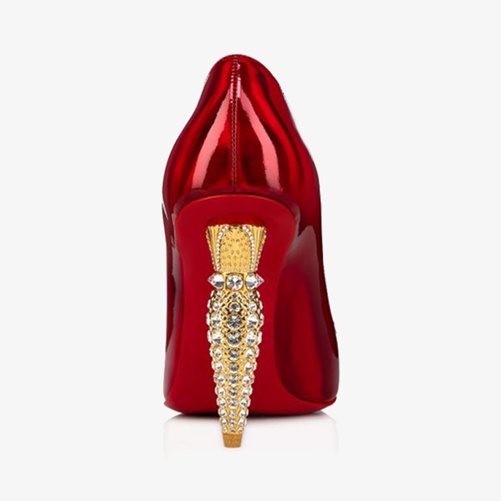 Red Patent Leather Pump Gold Heel - ARNO CONTI