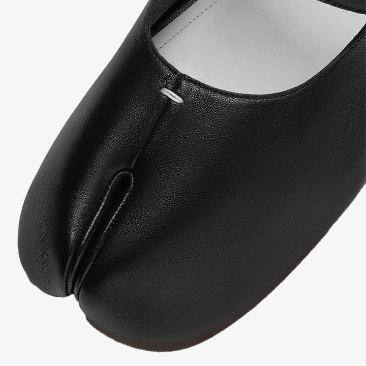 Leather Split-toe Ballerinas with Rope Bow - Arno Conti Shoe