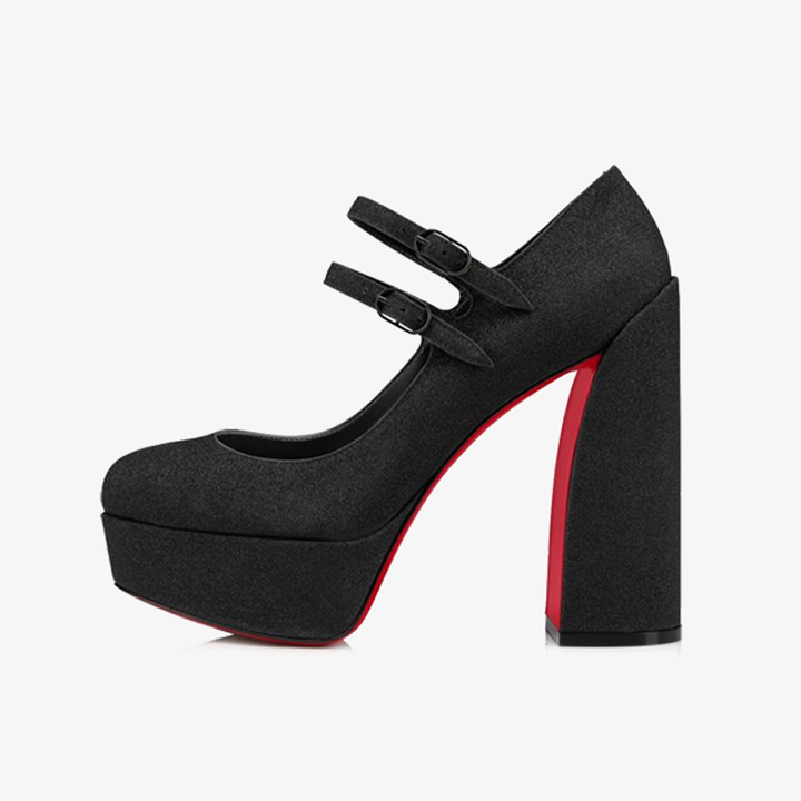 Stylish Black Glitter Leather Pump - ARNO CONTI