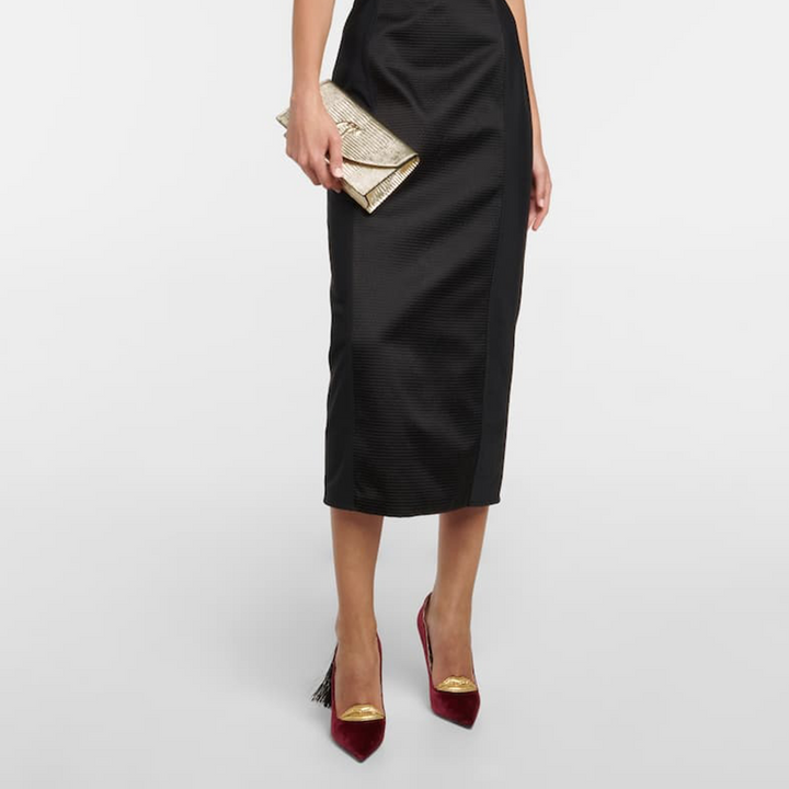 Red velvet Pump with Black Pompom - ARNO CONTI