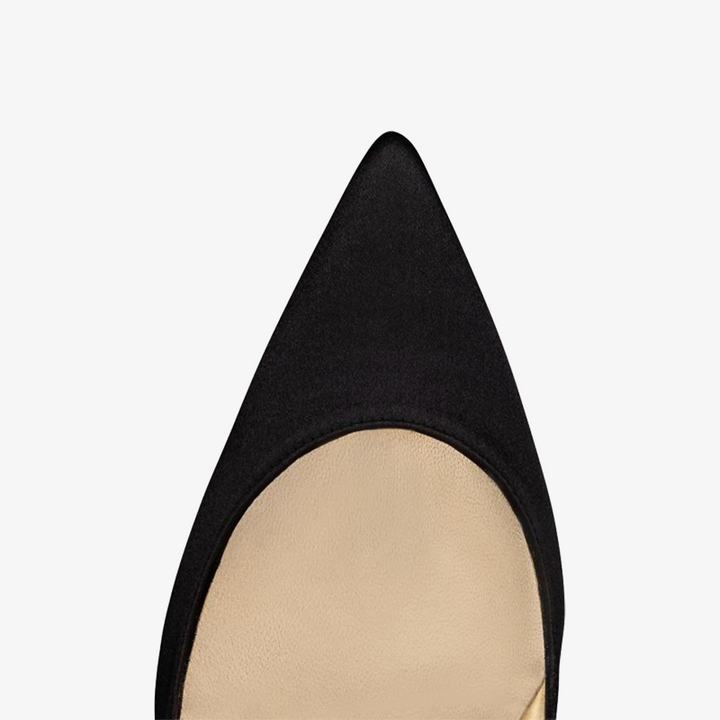 Black Crepe Satin Pump with Cut-Outs - ARNO CONTI