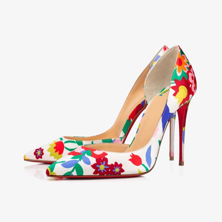 Multicolored Floral-Print Satin Stiletto - ARNO CONTI