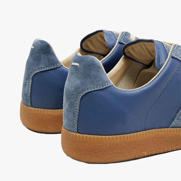 Blue Calf Leather and Suede Sneakers - Arno Conti Shoe