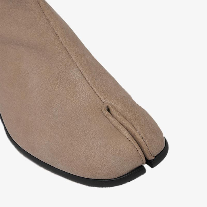 Beige Split-Toe Calf Leather Ankle Boots - Arno Conti Shoe