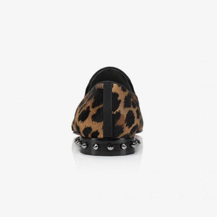 Leopard Slip-On Men Flat Loafers Studs - ARNO CONTI