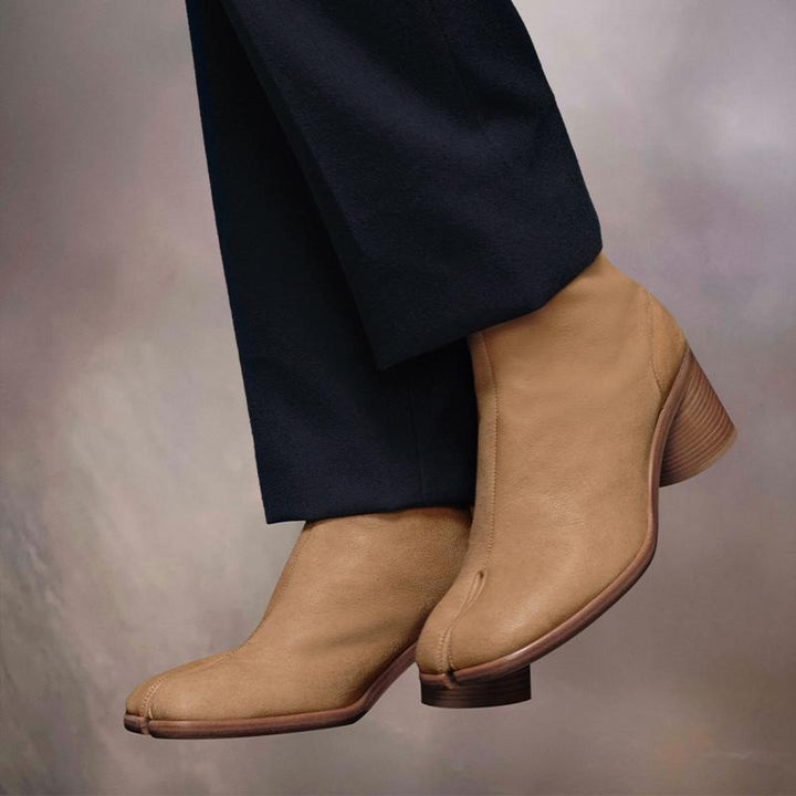 Beige Split-Toe Calf Leather Ankle Boots - Arno Conti Shoe