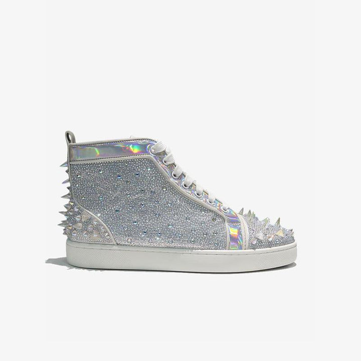 Spikes Silver Strass High-top Sneakers - ARNO CONTI
