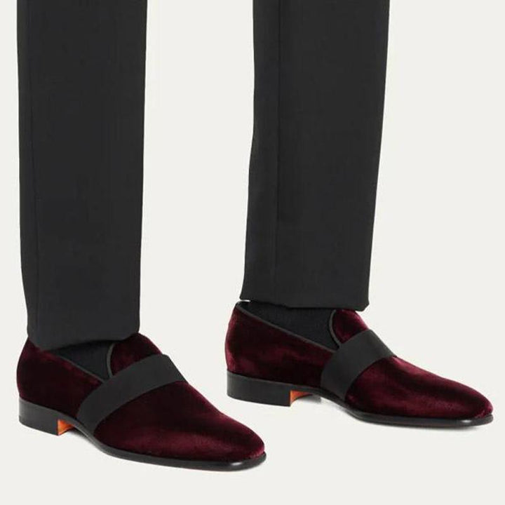Regal Burgundy Velvet Loafers - Arno Conti Shoe