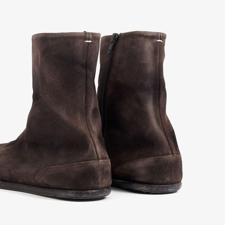 Brown Split-Toe Suede Flat Boots - Arno Conti Shoe