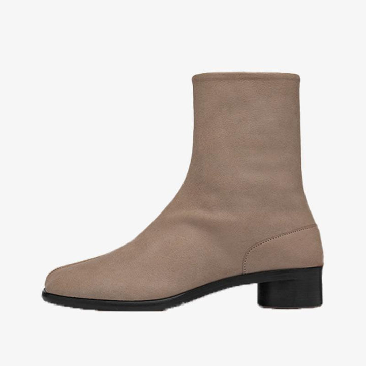 Beige Split-Toe Calf Leather Ankle Boots - Arno Conti Shoe