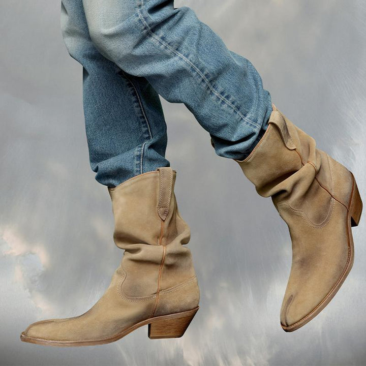 Split-Toe Beige Suede Boots Men's - Arno Conti Shoe