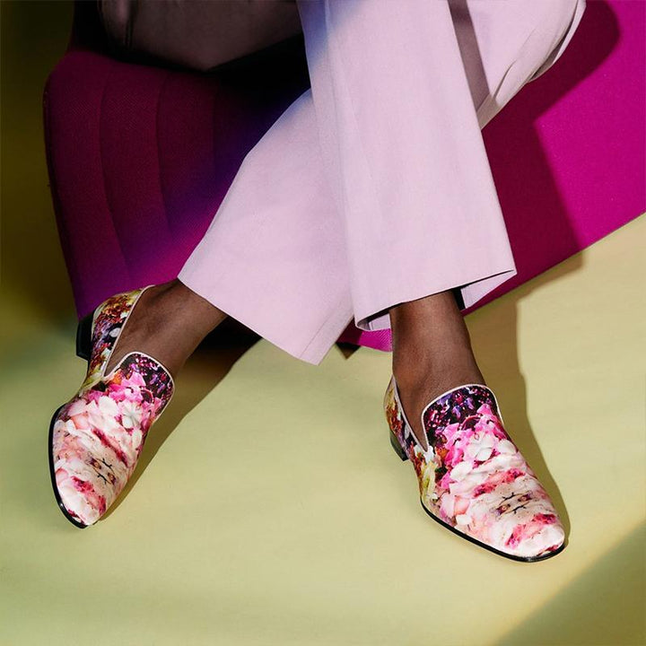 Flat Multicolor Loafers Flower Slip-ons - ARNO CONTI