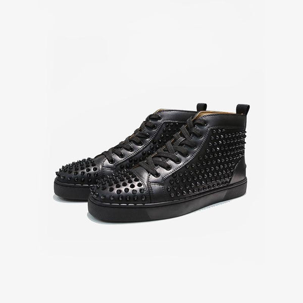 Black Studded High-Top Sneakers - ARNO CONTI