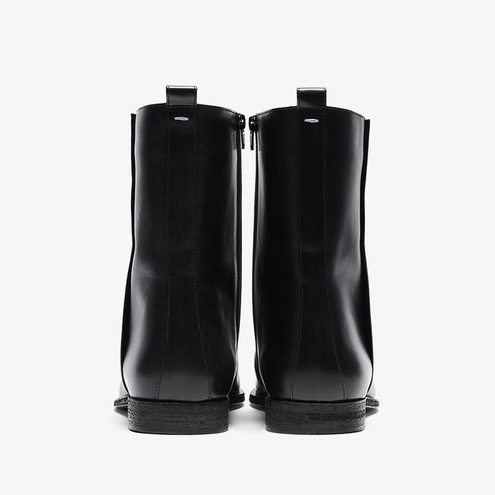 High-Shine Leather Ankle Boots - Arno Conti Shoe