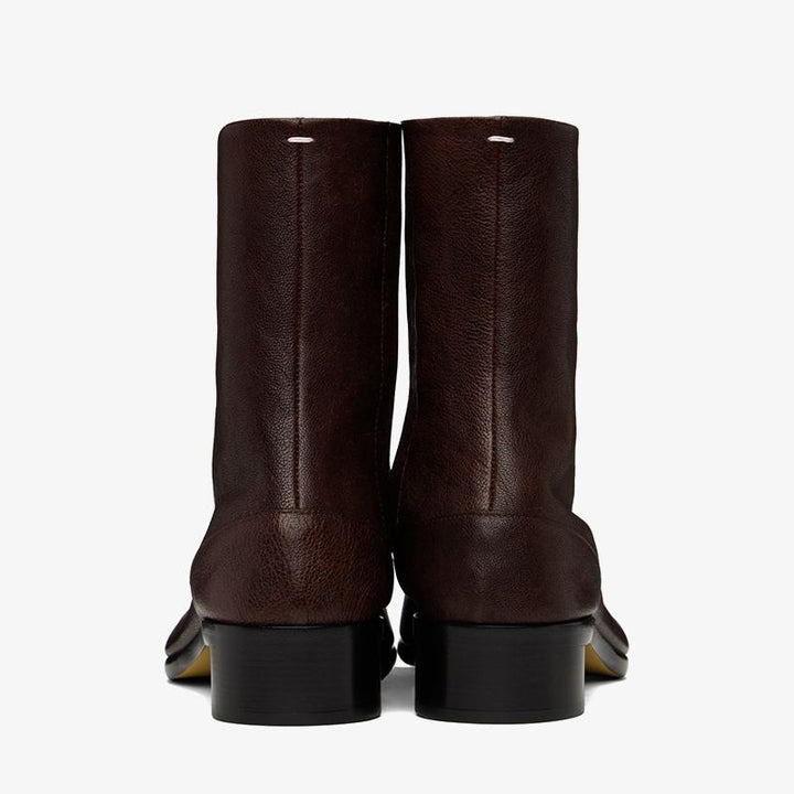 Burgundy Grained Calf Leather Ankle Boots - Arno Conti Shoe