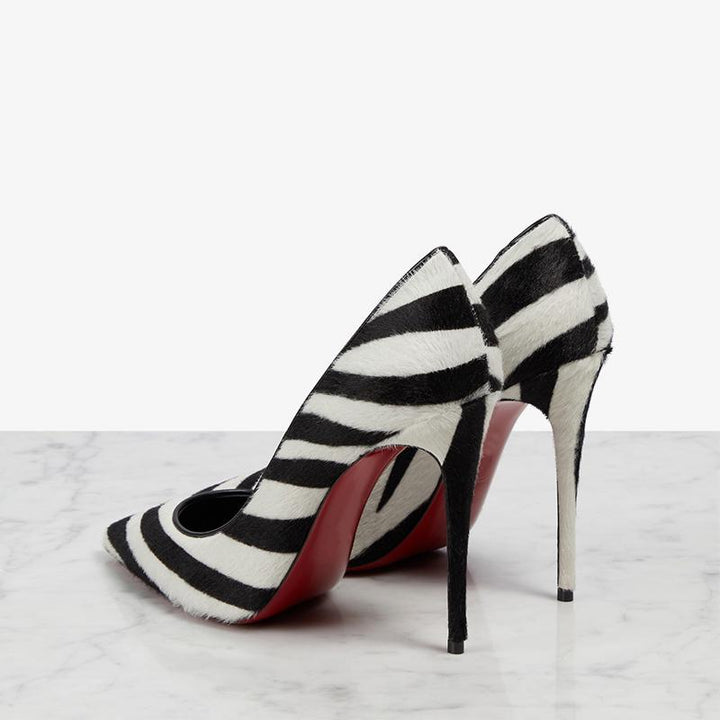 Zebra Print Calf Leather Pumps Stiletto Heel - ARNO CONTI