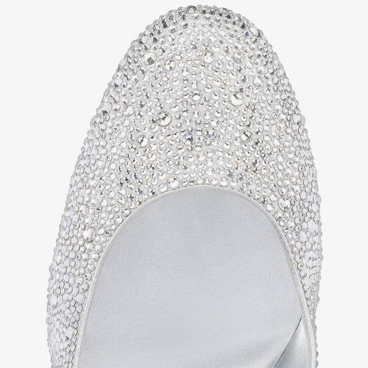 Elegant Crystal-Embellished silver Pump - ARNO CONTI