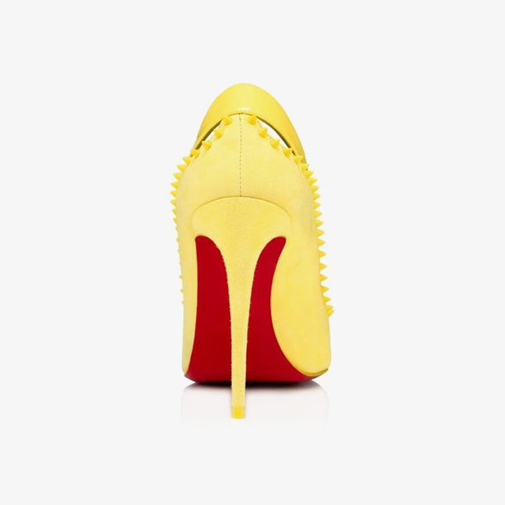 Unique Yellow Patent Leather Spiked Pump - ARNO CONTI