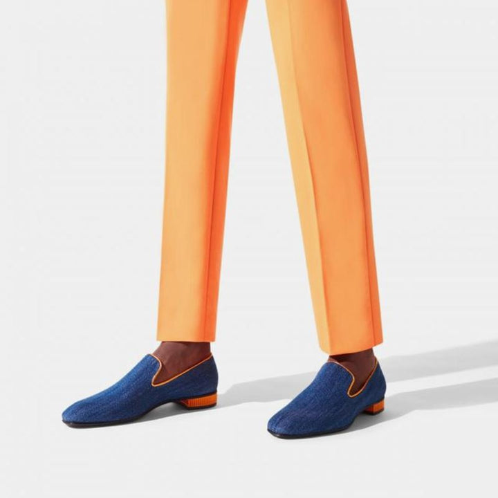 Men's Flat Denim Loafers Shoes Metal Heel - ARNO CONTI