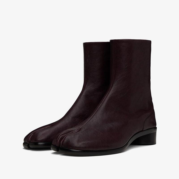 Burgundy Grained Calf Leather Ankle Boots - Arno Conti Shoe
