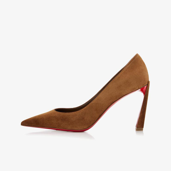 Fashionable Brown Suede Pointed-Toe Pumps - ARNO CONTI