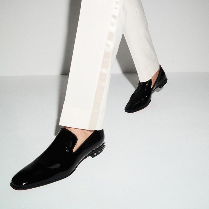 Plain Patent Studs Heel Calf Loafers - ARNO CONTI