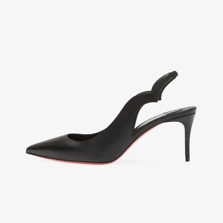Refined Black Scalloped Slingback Pumps - ARNO CONTI